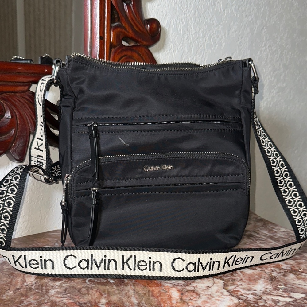 Calvin Klein Black Crossbody Bag with Logo Strap